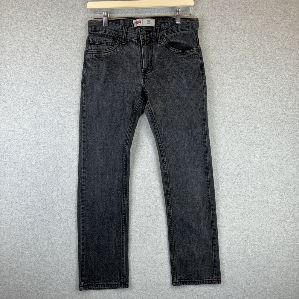 Levis 511 Slim Jeans Women 16 Reg Black Straight Denim 28 by 28 bootcut